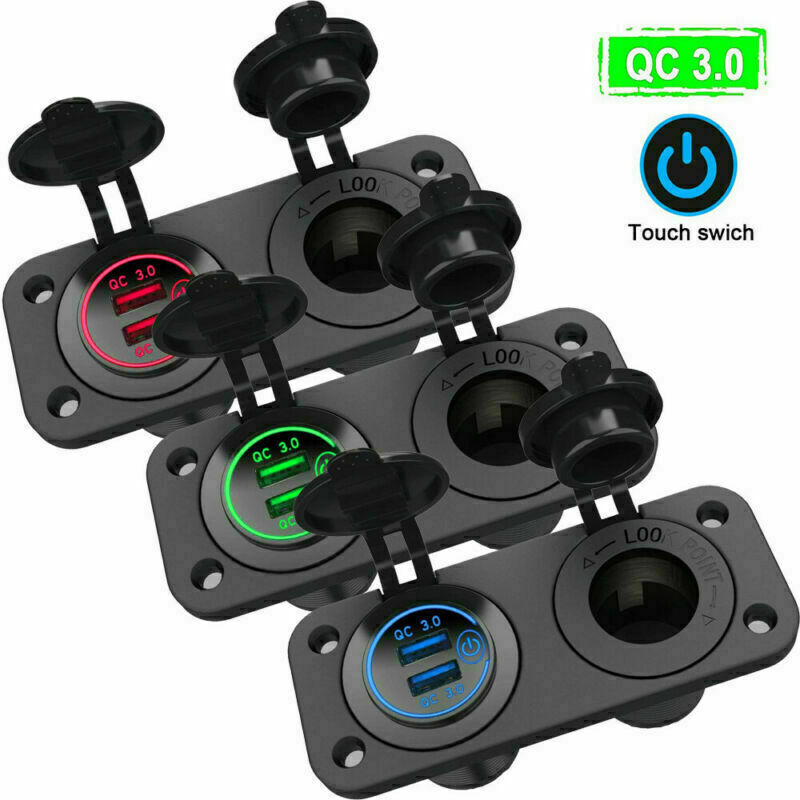 Vehicle Boat USB Charger Dual USB Port Socket Power Cig Lighter Outlet Adapter