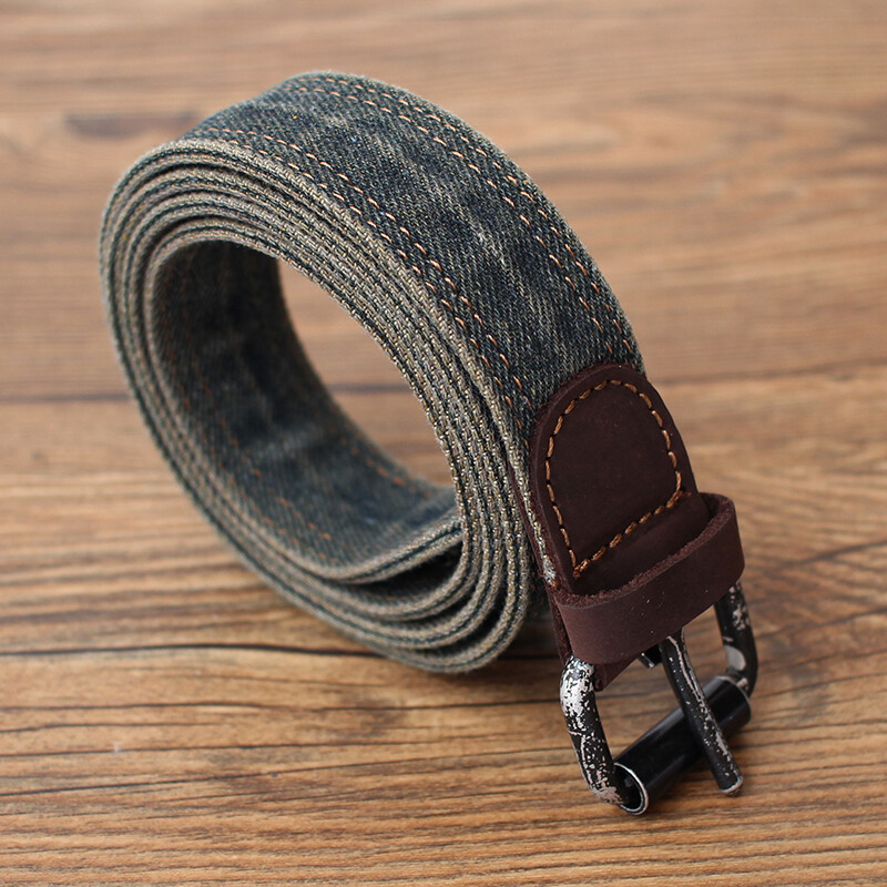 Men Denim Belts 30mm Waist Belt Roller Buckle Waistband for Hip Hop Punk belt