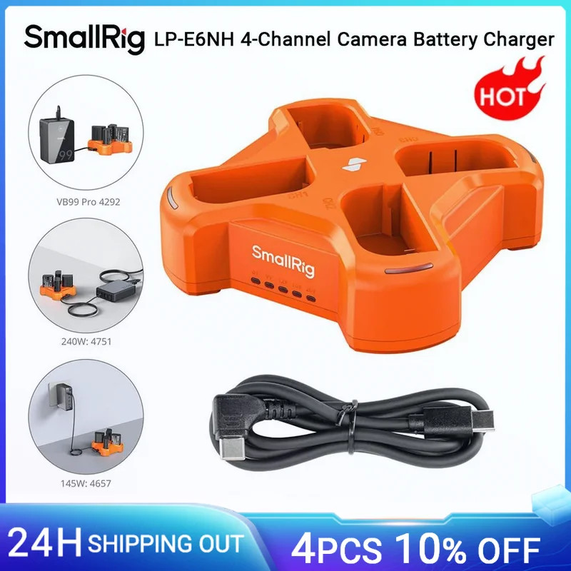 LP-E6NH 4-Channel Camera Battery Charger, w 60W Fast Charging LED Display for Im