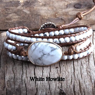  Boho Wrap Bracelet  Rose Quartz Amethyst Multi Strand Bohemian Gypsy Bracelet