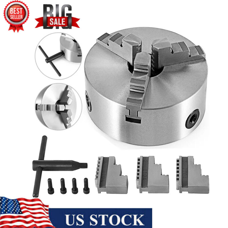 K11-100 Lathe Chuck 4 in Metal Lathe Chuck Self-centering 3 Jaw Lathe Chuck US