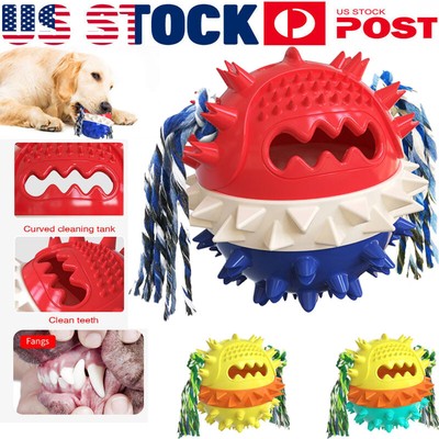 Dog Chew Toy Squeaky Ball Pets Toy for Aggressive Chewers Chew Teeth Cleaning US