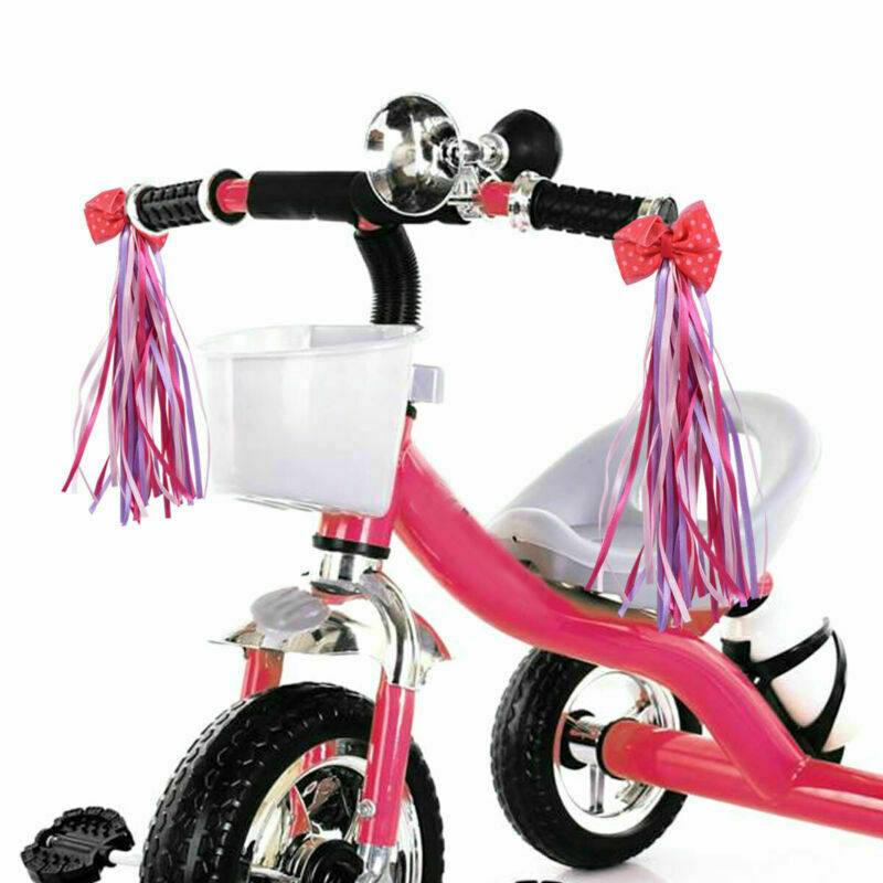 ABSOAR Cycling Colorful Bike Streamers Girls Kids Boys Bicycle Tassel Ribbon Handlebar Scooter Streamers 2 Pairs 18 Bands