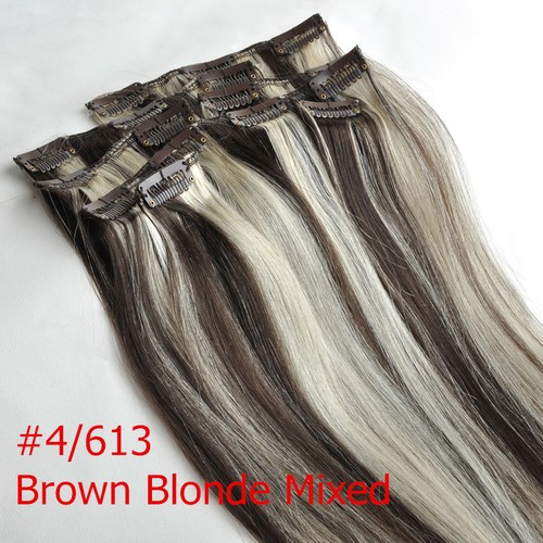 Full Head Clip In 100 Remy Human Hair Extensions 4 613 Brown