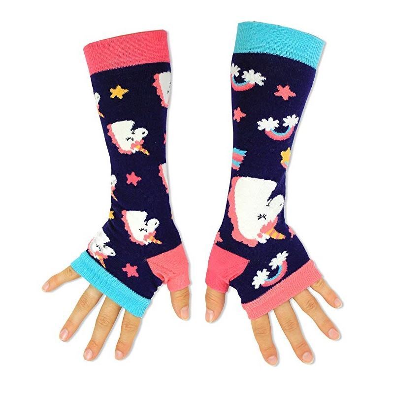 Fingerless Gloves Arm Warmers Unicorn Rainbow Girls Sleeves United Oddsocks Gift