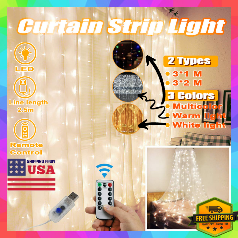 Cortina De Luces Led Para Casa Cuarto Navidad Decoracion Blanco De Colores Luz Ebay