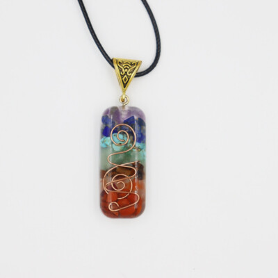 Natural 7 Chakra Orgone Quartz Necklace Healing Reiki Crystal Pendant Chip Stone