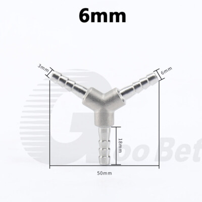A2 Stainless Y-Piece Barbed Hose Joiner Connector Splitter 6-25mm Air Fuel Water