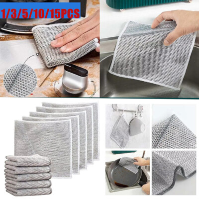 Multipurpose Wire Miracle Cleaning Cloths Double Layer Wet Dry Dishwashing Rags