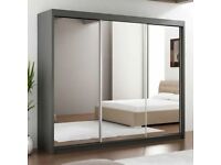 Modern design mirror 2 3 door sliding wardrobe | high gloss | sliding wardrobe doors with mirrors