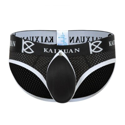 Men jockstrap sexy underwear Inside enhance frontal protection pad mesh briefs