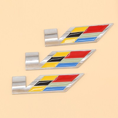 3pcs 3D Trunk Fender V SERIES Emblem Badge Decal fit for Cadillac CTS ATS XLR SLS Silver