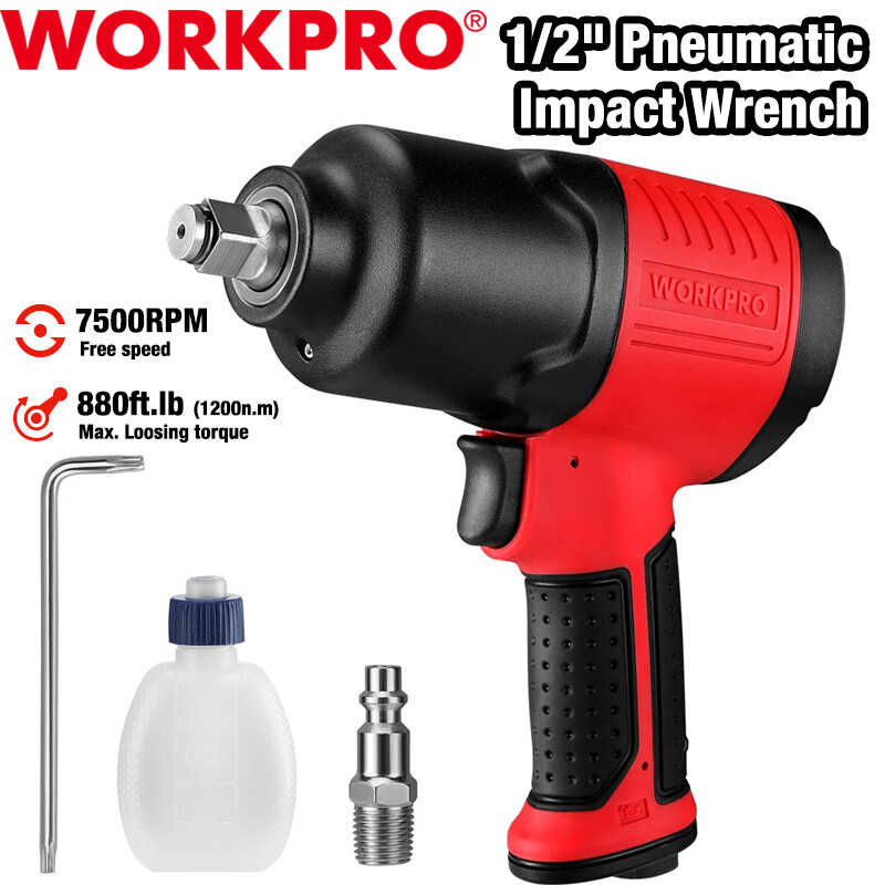 WORKPRO 1/2inch Drive Air Impact Wrench Pneumatic Impact Wrench 880ft.lb 7500RPM