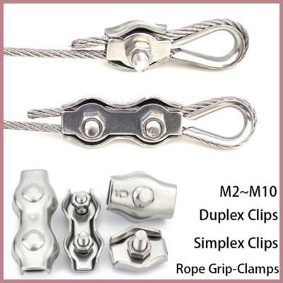 Simplex/Duplex Clips 304 Stainless Steel Wire Rope Cable Grips Clamp M2~M10