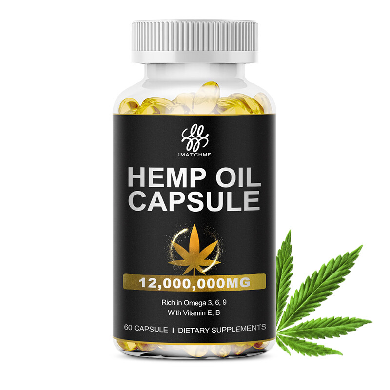 iMATCHME Hemp Seed Oil Capsules For Calm,Stress,Anxiety,Pain,Muscle,Sleep,Relax