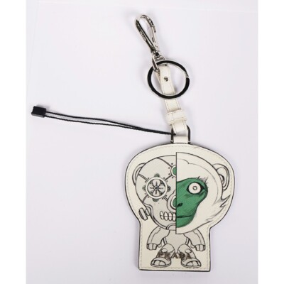 NEW $375 PRADA White ROBOT MONKEY Saffiano Leather METAL KEYRING Trick BAG CHARM