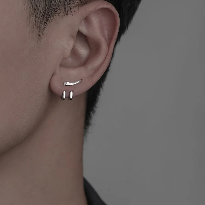Accent Line Claw Hooks Post Stud Earrings Jewelry Charms Men’s