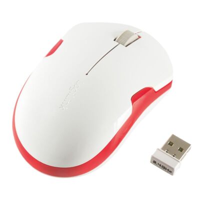 LogiLink optische Mini-Maus kabellos 2,4GHz rot weiß Nano USB Empfänger 3-Tasten