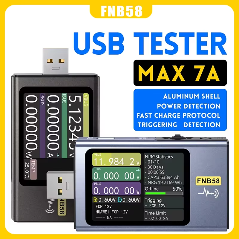 FNB58 USB Tester Voltmeter Ammeter TYPE-C Fast Charge Detection Trigger Capacity