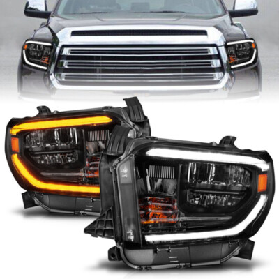 ANZO LED Crystal Headlights w/ Switchback Black for 2014-2021 Toyota Tundra