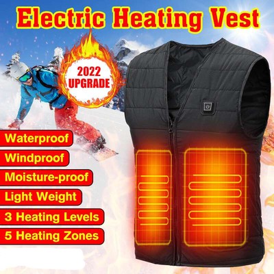 USB Electric Heated Warm Vest Winter Heating Thermal Coat Jacket for Men Women