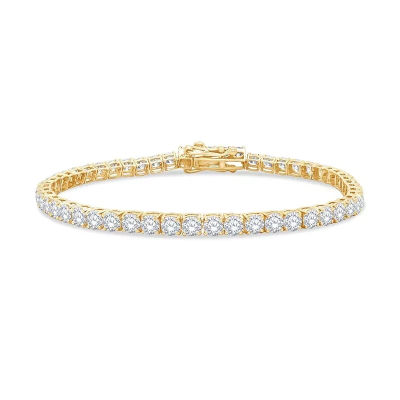 4.00 Ct Round Cut Diamond 6.5" Tennis Bracelet 14K Solid Yellow Gold Lab Grown