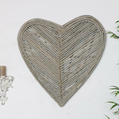 Wicker Heart Floral Shabby Chic Country Farmhouse Ivory Off White