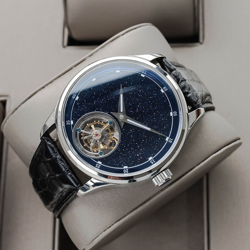 Pre-owned Seagull Sugess Tourbillon Blue Goldstone Dial  St8230 Mechanical Watch Su8230stra