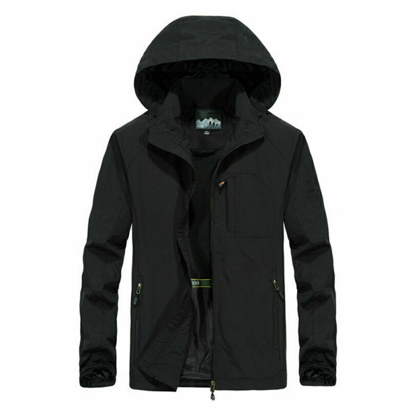 Men Waterproof Windbreaker Hooded Jacket Breathable Outwear Rain Overcoat Coats