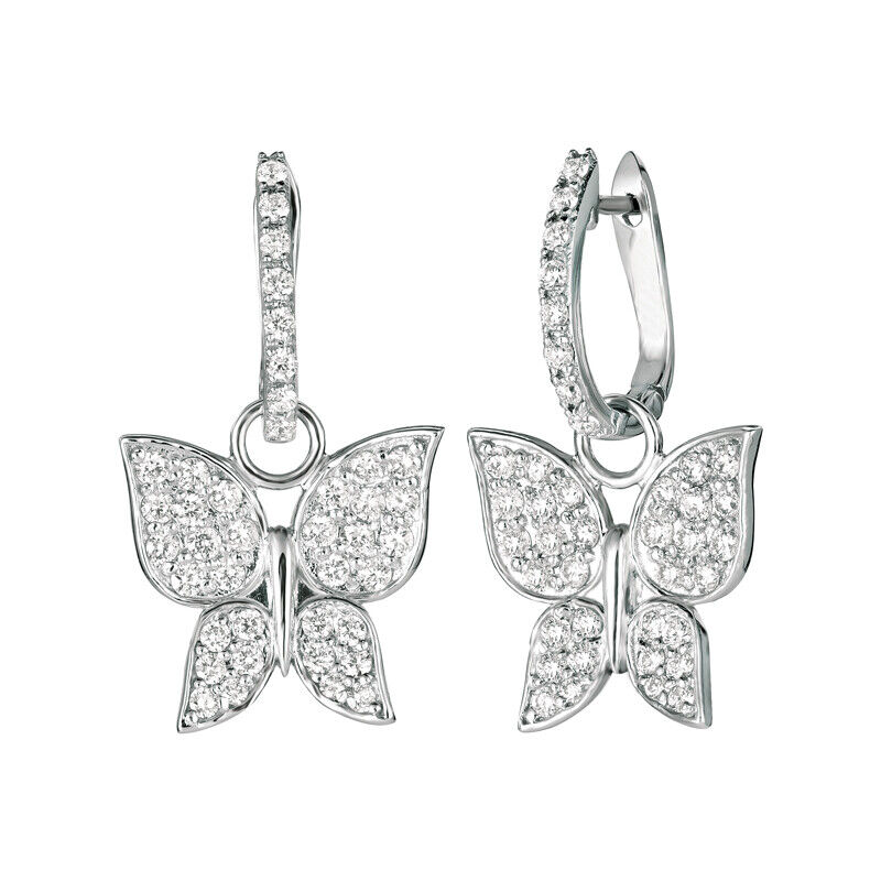 Pre-owned Morris 1.25 Carat Natural Diamond Butterfly Earrings Si 14k White Gold