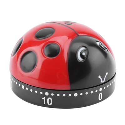 Kitchen Timer 60-Minute Funny Ladybug-Shaped Rust-Proof Mechanical Alarm Clock