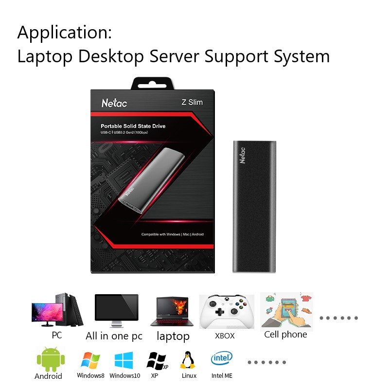 Netac 250GB/500GB/1TB Portable Solid State Drive External SSD