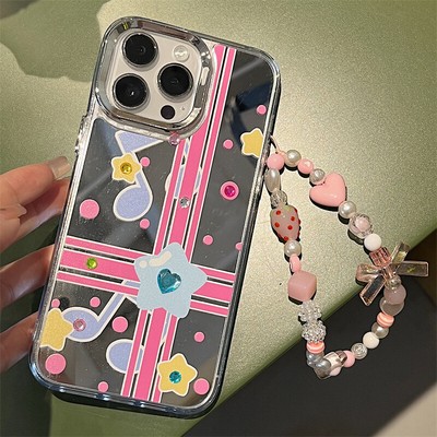 Musical Note Star Mirror Design Case For iPhone 16 Pro Max 15 14 13 12 11 Cover