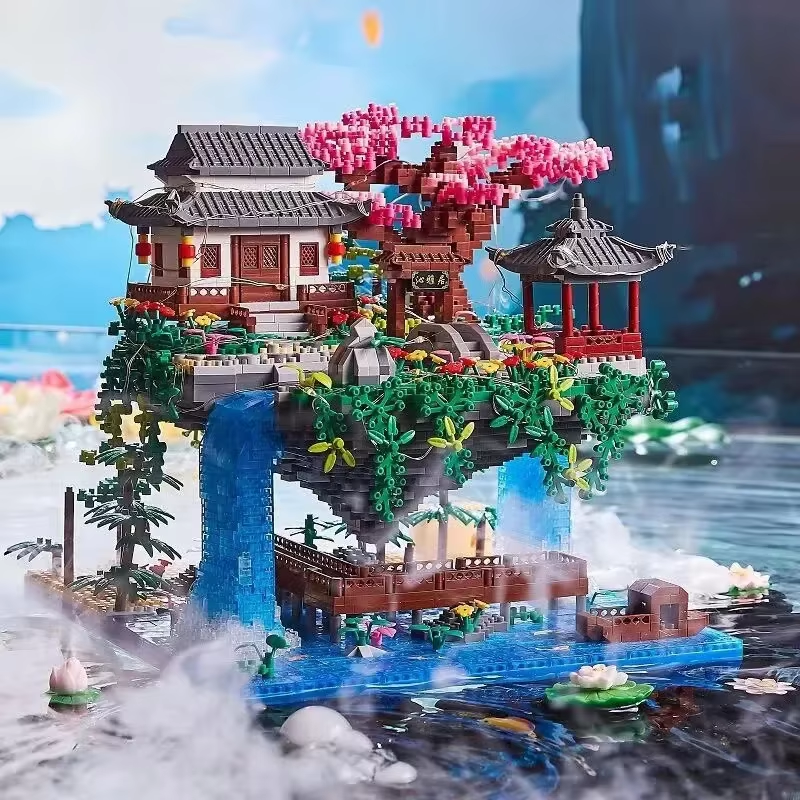 3320PCS Blocks Tree House Diamond Building Garden Architecture Waterfall Light D