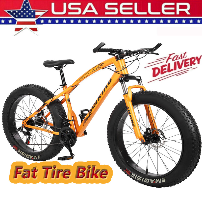 Fat Tire Men's Mountain Bike, 17 Inches High Quality High Carbon Steel Frame