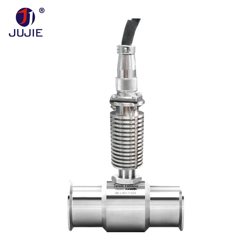 1 2 in 150℃ Turbine Flow Meter Clamp Connection Pulse Signal 24V Oil Water Diese