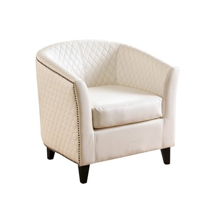 Abbyson Living Christopher Tufted Quilted Leather Armchair in White