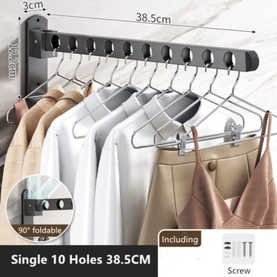 Wall Mounted Hanging Airer Folding Clothes Hanger Drying Rack Garment Organizer