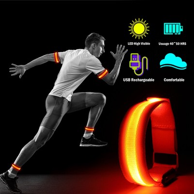REFLECTIVE ARMBAND ANKLE USB RECHARGEABLE LED Light Running Cycling Night Safety