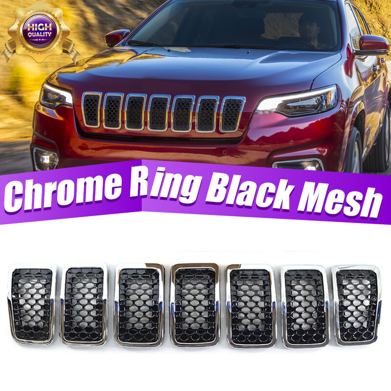 For 2019~2022 Jeep Cherokee Chrome Mesh Honeycomb Front Grille