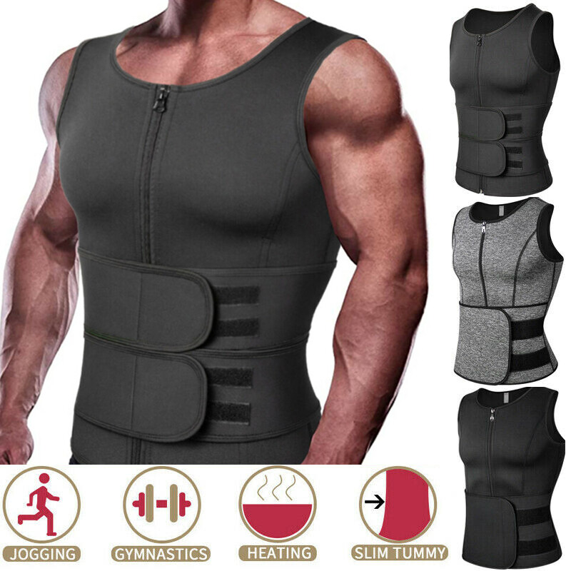 Men Sauna Thermo Sweat Waist Trainer Vest Trainning Body Shaper Workout Gym Tops