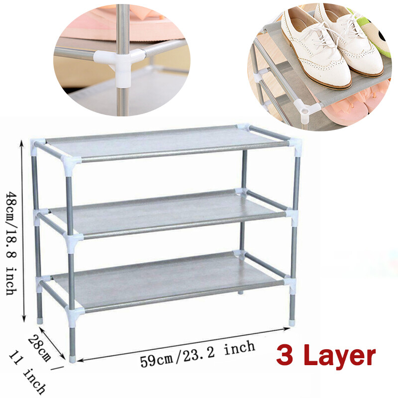 3 Tier Shelf Rack Storage Organizer Long Stackable Shoe for Closet Bedroom