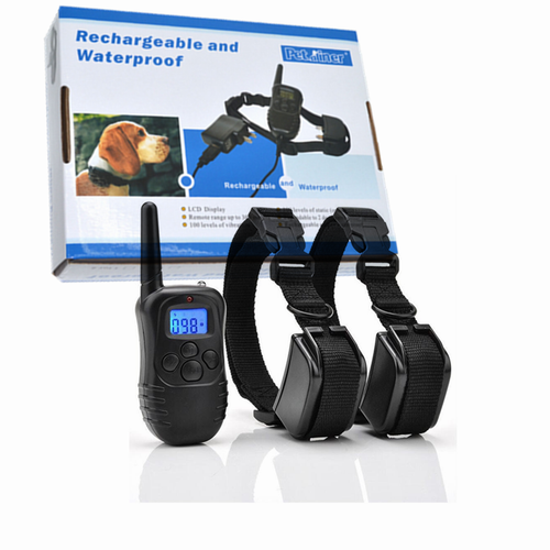 Petrainer Waterproof Rechargeable Dog Training Collar With Shock Remote 2 Dogs