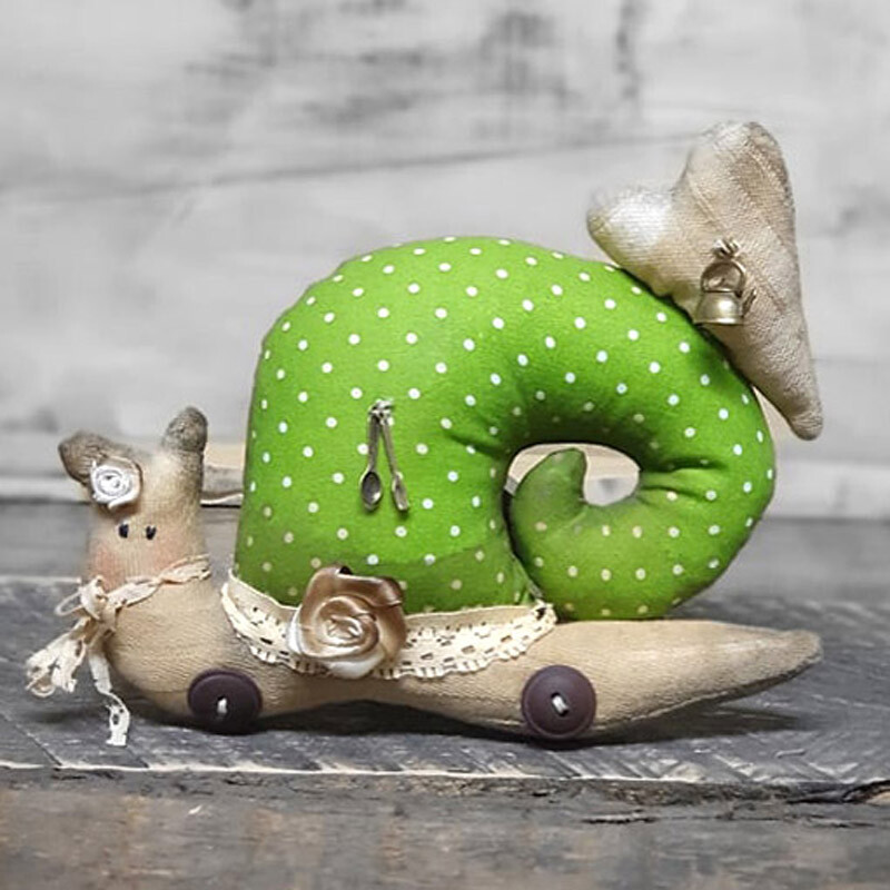 Design Stoff-Schnecke Tilda-Stil 20 cm Dekoschnecke Shabby Schnecke Handarbeit