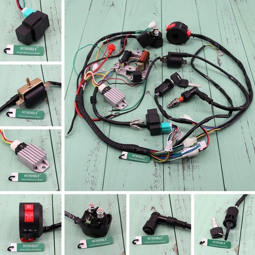 Full Wiring Harness Loom Solenoid Coil Regulator CDI 125cc Chinese ATV