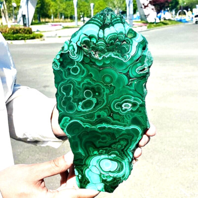 3.06LB Natural malachite slice quartz crystal luster mineral specimen
