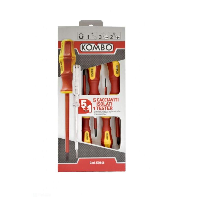 SERIE 5 GIRAVITI GIRAVITE CACCIAVITI ISOLATI E 1 TESTER PER ELETTRICISTA KOMBO