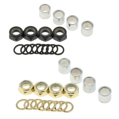 Set Of 16 Iron Skateboard Bearing Longboard Washer + Spacers Repair Nut 2 Colors