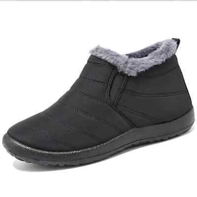 Waterproof Winter Women Shoes Snow Boots Fur-lined Slip on Warm Ankle Size US