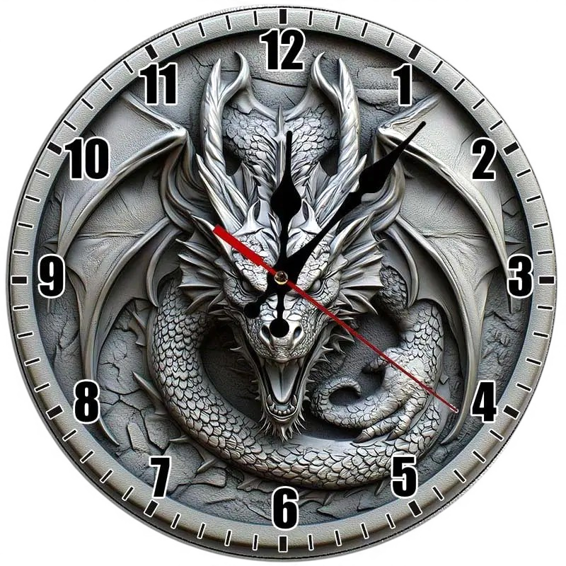 Majestic Dragon Wall Clock 10 Inch Silent Gothic Home Decor Art Piece